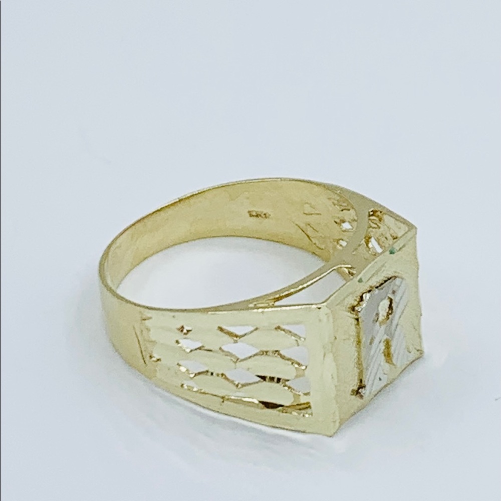 Real 10k solid Gold Initial ring letter R Size 12 - Picture 4 of 6